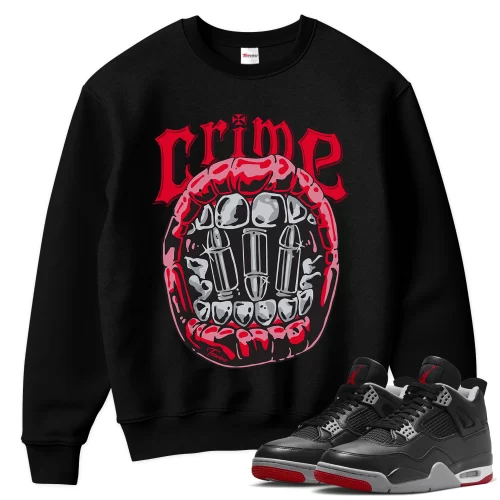 TeeVivo Sweatshirt Match Air Jordan 4 Retro Bred Reimagined Crime – Air Jordan 4 Sweatshirt, AJ4 Sweatshirt