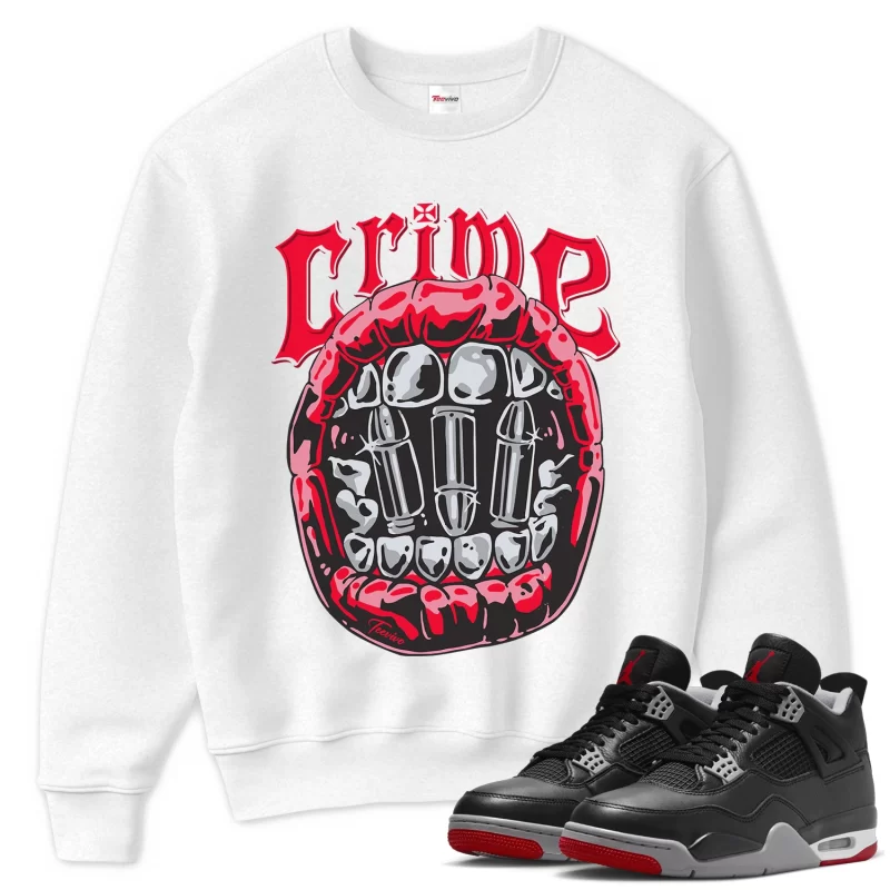 TeeVivo Sweatshirt Match Air Jordan 4 Retro Bred Reimagined Crime – Air Jordan 4 Sweatshirt, AJ4 Sweatshirt