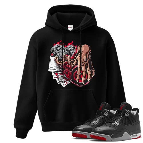 TeeVivo Hoodie Match Air Jordan 4 Retro Bred Reimagined Gambling – Air Jordan 4 Hoodie, AJ4 Hoodie
