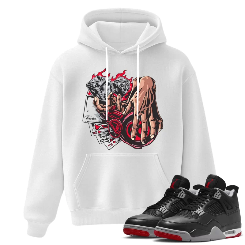 TeeVivo Hoodie Match Air Jordan 4 Retro Bred Reimagined Gambling – Air Jordan 4 Hoodie, AJ4 Hoodie