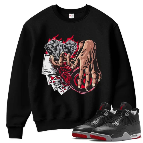 TeeVivo Sweatshirt Match Air Jordan 4 Retro Bred Reimagined Gambling – Air Jordan 4 Sweatshirt, AJ4 Sweatshirt