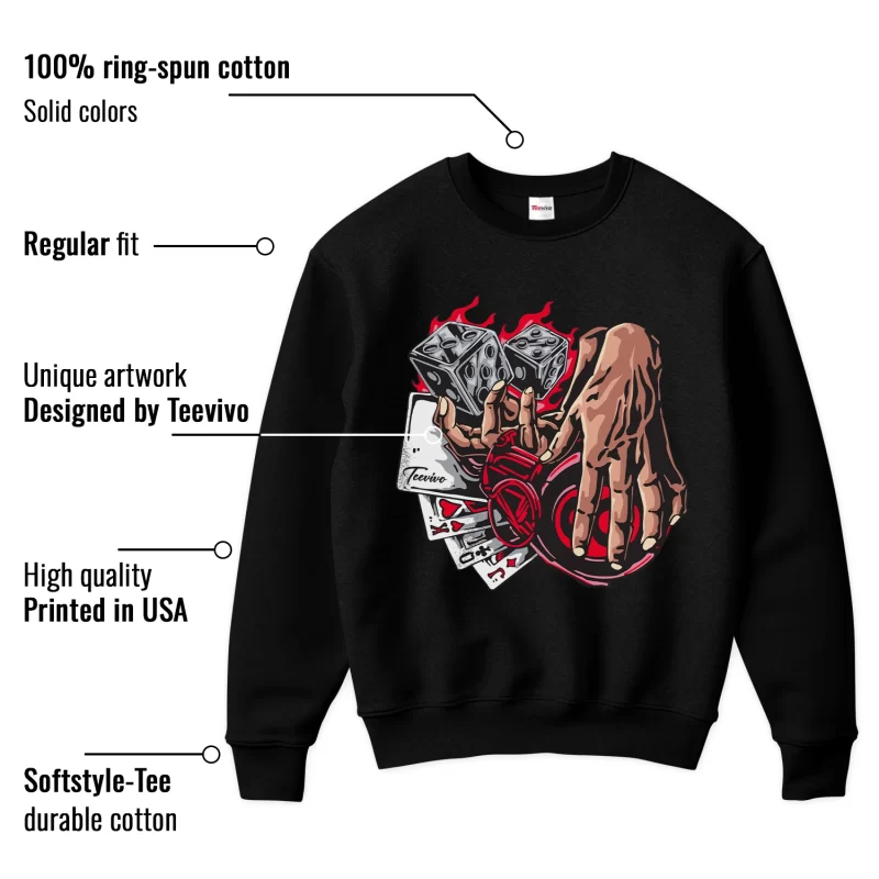 TeeVivo Sweatshirt Match Air Jordan 4 Retro Bred Reimagined Gambling – Air Jordan 4 Sweatshirt, AJ4 Sweatshirt