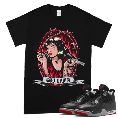 TeeVivo T-Shirt Match Air Jordan 4 Retro Bred Reimagined God Daaamn – Air Jordan 4 Shirt, AJ4 Shirt