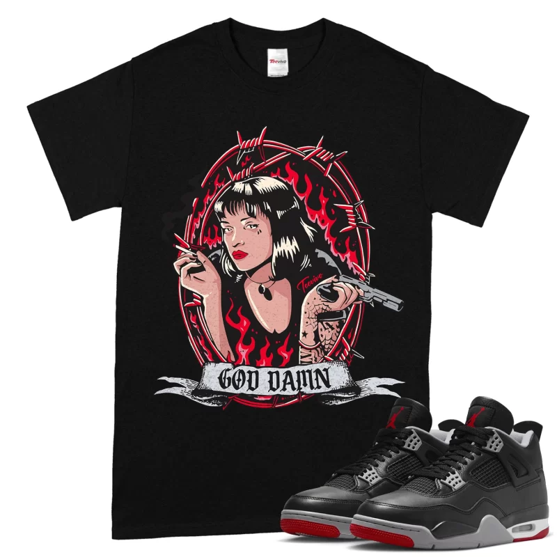 TeeVivo T-Shirt Match Air Jordan 4 Retro Bred Reimagined God Daaamn – Air Jordan 4 Shirt, AJ4 Shirt