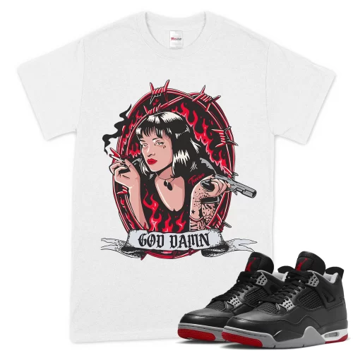 TeeVivo T-Shirt Match Air Jordan 4 Retro Bred Reimagined God Daaamn – Air Jordan 4 Shirt, AJ4 Shirt