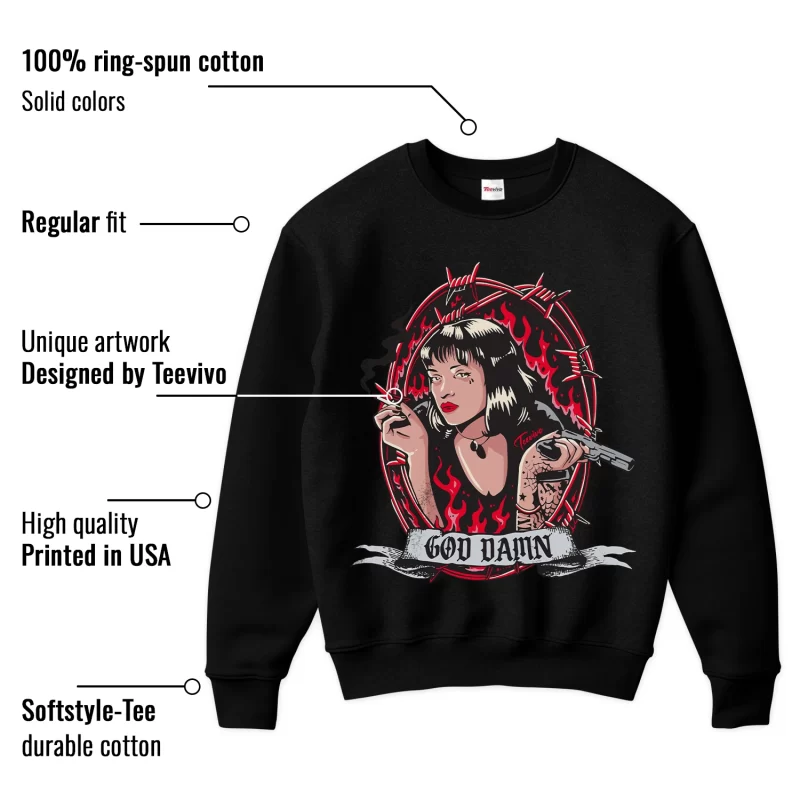 TeeVivo Sweatshirt Match Air Jordan 4 Retro Bred Reimagined God Daaamn – Air Jordan 4 Sweatshirt, AJ4 Sweatshirt