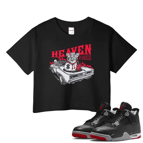 TeeVivo Crop Top Match Air Jordan 4 Retro Bred Reimagined Heaven vibes – Air Jordan 4 Crop Top, AJ4 Crop Top