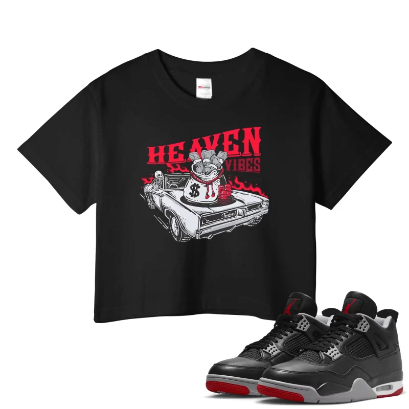 TeeVivo Crop Top Match Air Jordan 4 Retro Bred Reimagined Heaven vibes – Air Jordan 4 Crop Top, AJ4 Crop Top