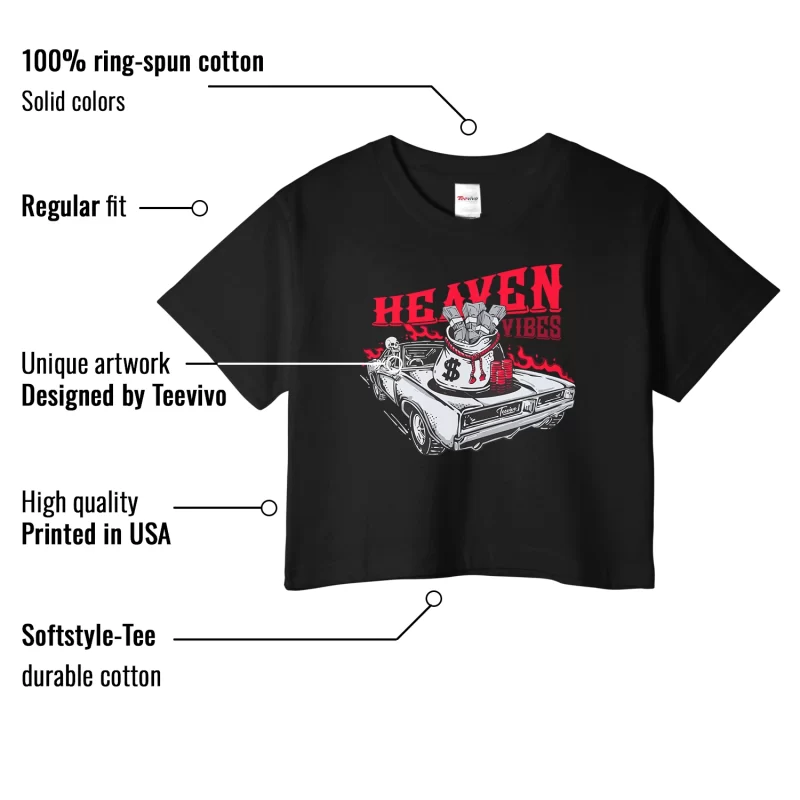 TeeVivo Crop Top Match Air Jordan 4 Retro Bred Reimagined Heaven vibes – Air Jordan 4 Crop Top, AJ4 Crop Top
