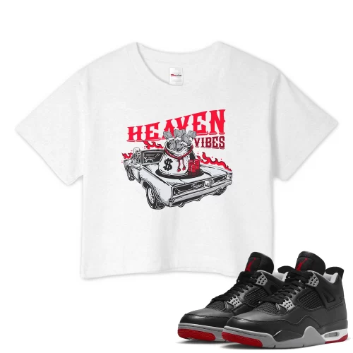 TeeVivo Crop Top Match Air Jordan 4 Retro Bred Reimagined Heaven vibes – Air Jordan 4 Crop Top, AJ4 Crop Top