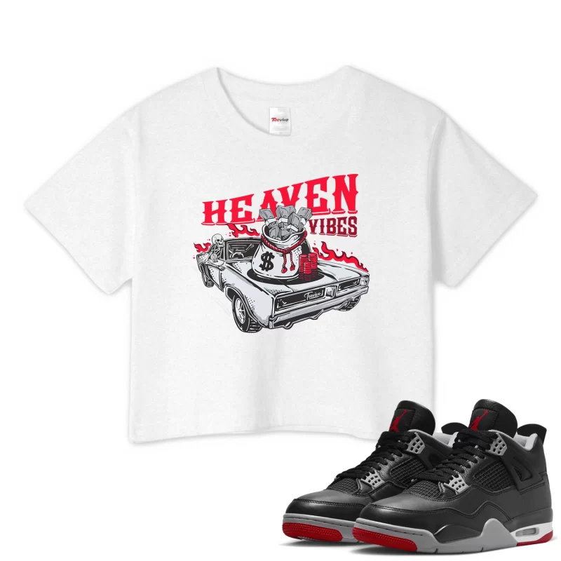 TeeVivo Crop Top Match Air Jordan 4 Retro Bred Reimagined Heaven vibes – Air Jordan 4 Crop Top, AJ4 Crop Top