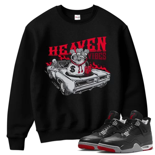 TeeVivo Sweatshirt Match Air Jordan 4 Retro Bred Reimagined Heaven vibes – Air Jordan 4 Sweatshirt, AJ4 Sweatshirt