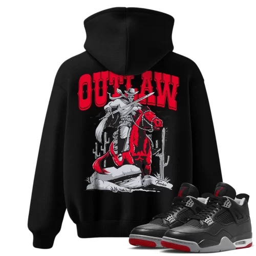 TeeVivo Hoodie Match Air Jordan 4 Retro Bred Reimagined Outlaw – Air Jordan 4 Hoodie, AJ4 Hoodie