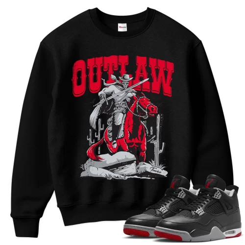TeeVivo Sweatshirt Match Air Jordan 4 Retro Bred Reimagined Outlaw – Air Jordan 4 Sweatshirt, AJ4 Sweatshirt