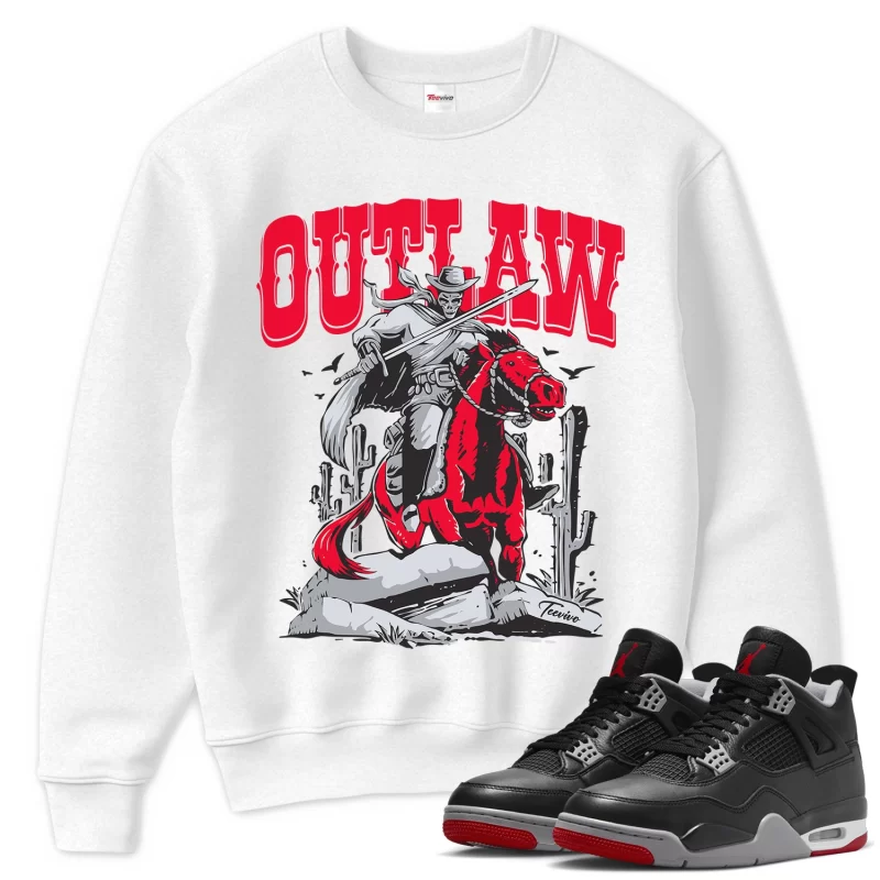 TeeVivo Sweatshirt Match Air Jordan 4 Retro Bred Reimagined Outlaw – Air Jordan 4 Sweatshirt, AJ4 Sweatshirt