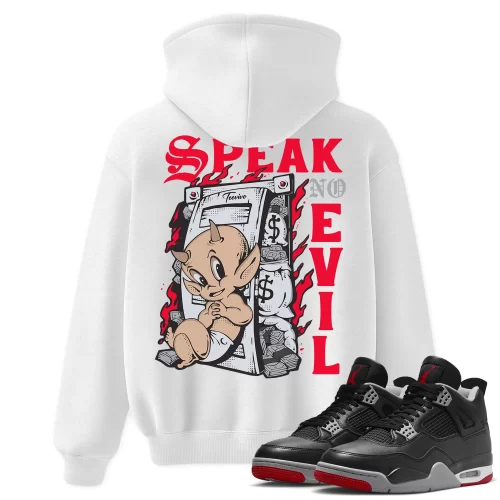 TeeVivo Hoodie Match Air Jordan 4 Retro Bred Reimagined Speak no evil – Air Jordan 4 Hoodie, AJ4 Hoodie