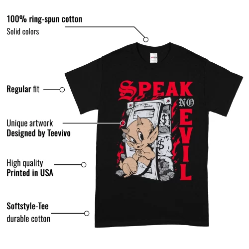 TeeVivo T-Shirt Match Air Jordan 4 Retro Bred Reimagined Speak no evil – Air Jordan 4 Shirt, AJ4 Shirt
