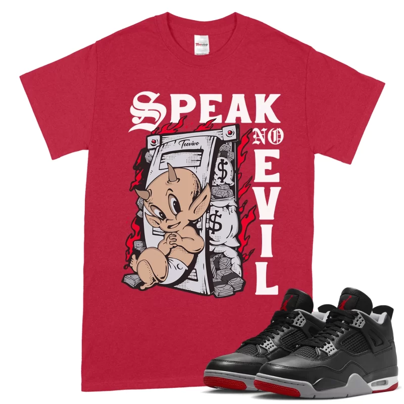 TeeVivo T-Shirt Match Air Jordan 4 Retro Bred Reimagined Speak no evil – Air Jordan 4 Shirt, AJ4 Shirt