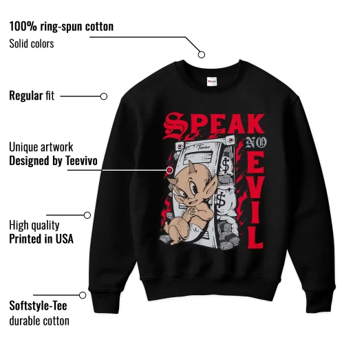 TeeVivo Sweatshirt Match Air Jordan 4 Retro Bred Reimagined Speak no evil – Air Jordan 4 Sweatshirt, AJ4 Sweatshirt