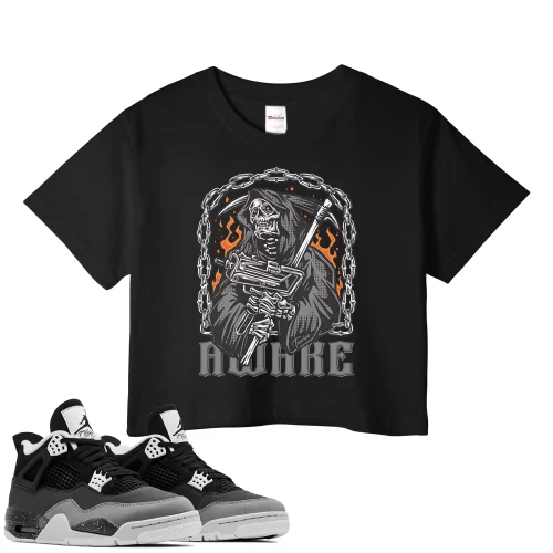 TeeVivo Crop Top Match Air Jordan 4 Retro Fear Awake – Air Jordan 4 Crop Top, AJ4 Crop Top