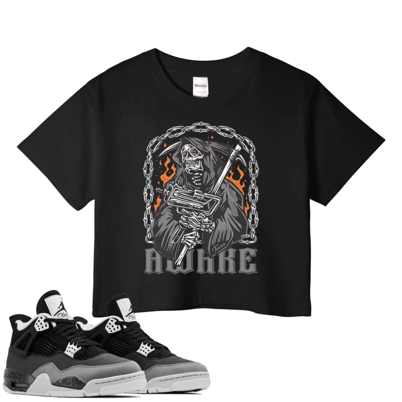 TeeVivo Crop Top Match Air Jordan 4 Retro Fear Awake – Air Jordan 4 Crop Top, AJ4 Crop Top