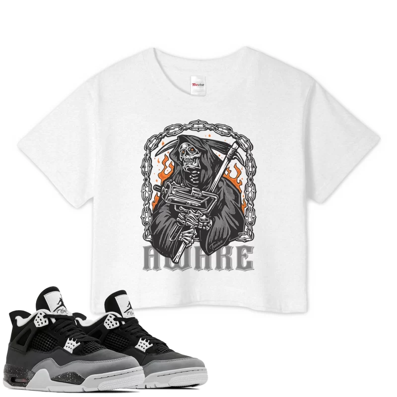 TeeVivo Crop Top Match Air Jordan 4 Retro Fear Awake – Air Jordan 4 Crop Top, AJ4 Crop Top