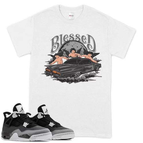 TeeVivo T-Shirt Match Air Jordan 4 Retro Fear Blessed – Air Jordan 4 Shirt, AJ4 Shirt