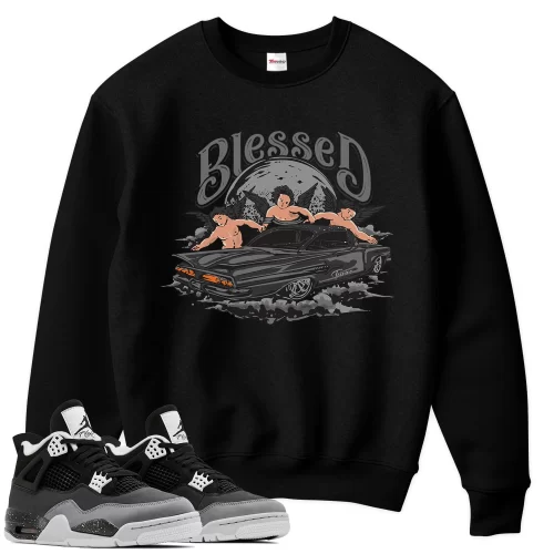 TeeVivo Sweatshirt Match Air Jordan 4 Retro Fear Blessed – Air Jordan 4 Sweatshirt, AJ4 Sweatshirt