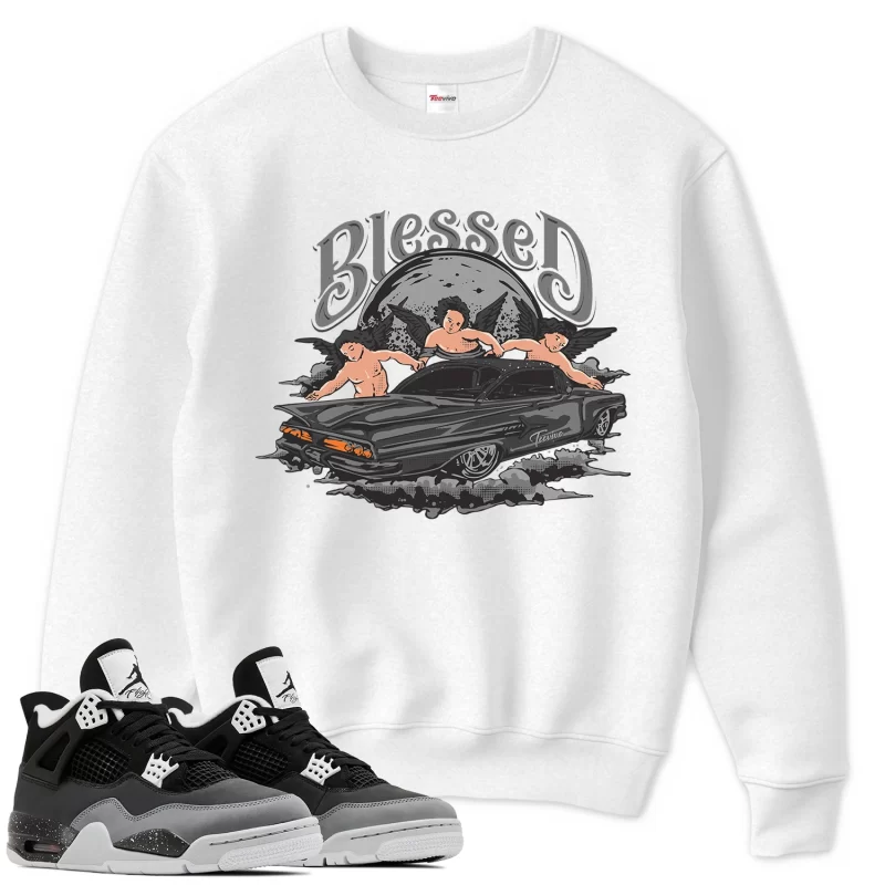 TeeVivo Sweatshirt Match Air Jordan 4 Retro Fear Blessed – Air Jordan 4 Sweatshirt, AJ4 Sweatshirt