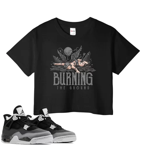 TeeVivo Crop Top Match Air Jordan 4 Retro Fear Burning the ground – Air Jordan 4 Crop Top, AJ4 Crop Top