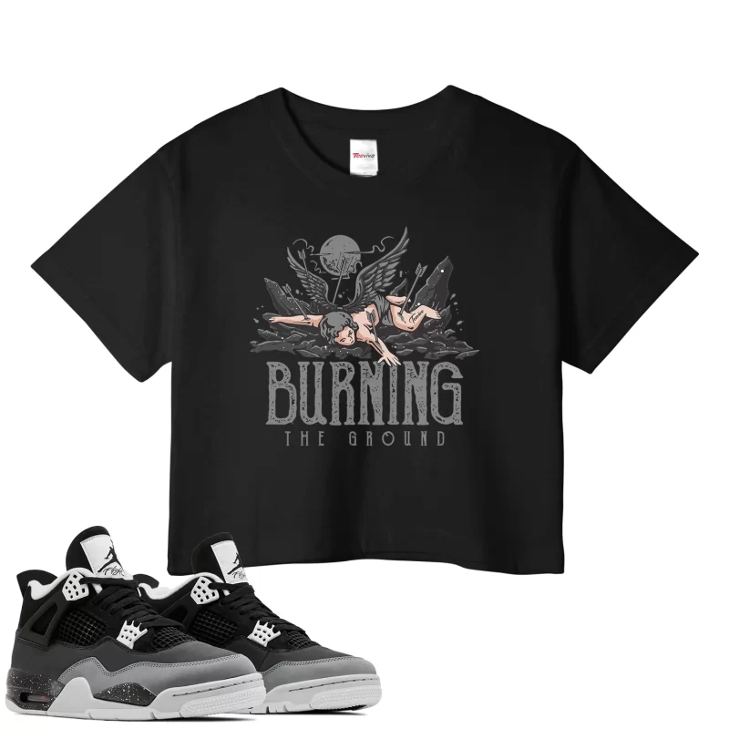 TeeVivo Crop Top Match Air Jordan 4 Retro Fear Burning the ground – Air Jordan 4 Crop Top, AJ4 Crop Top