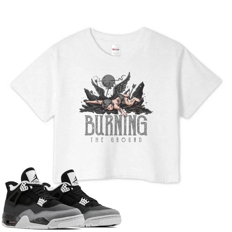 TeeVivo Crop Top Match Air Jordan 4 Retro Fear Burning the ground – Air Jordan 4 Crop Top, AJ4 Crop Top