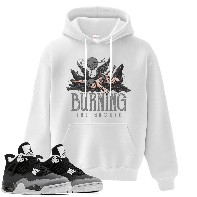 TeeVivo Hoodie Match Air Jordan 4 Retro Fear Burning the ground – Air Jordan 4 Hoodie, AJ4 Hoodie