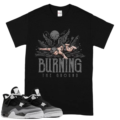 TeeVivo T-Shirt Match Air Jordan 4 Retro Fear Burning the ground – Air Jordan 4 Shirt, AJ4 Shirt