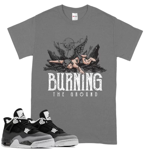 TeeVivo T-Shirt Match Air Jordan 4 Retro Fear Burning the ground – Air Jordan 4 Shirt, AJ4 Shirt