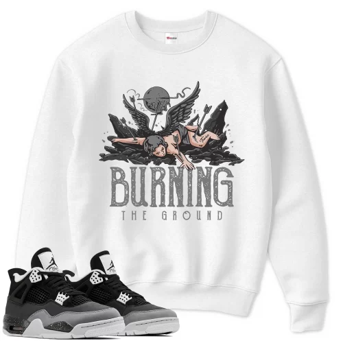 TeeVivo Sweatshirt Match Air Jordan 4 Retro Fear Burning the ground – Air Jordan 4 Sweatshirt, AJ4 Sweatshirt