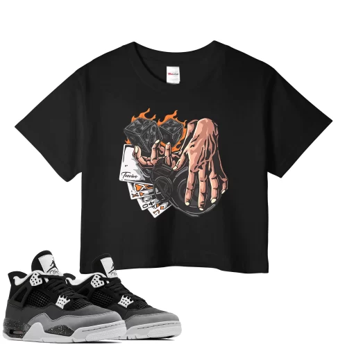 TeeVivo Crop Top Match Air Jordan 4 Retro Fear Gambling – Air Jordan 4 Crop Top, AJ4 Crop Top