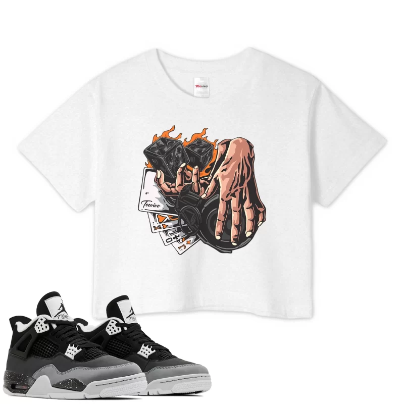 TeeVivo Crop Top Match Air Jordan 4 Retro Fear Gambling – Air Jordan 4 Crop Top, AJ4 Crop Top