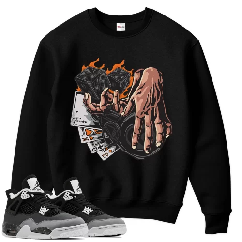 TeeVivo Sweatshirt Match Air Jordan 4 Retro Fear Gambling – Air Jordan 4 Sweatshirt, AJ4 Sweatshirt