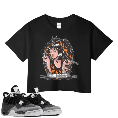 TeeVivo Crop Top Match Air Jordan 4 Retro Fear God Daaamn – Air Jordan 4 Crop Top, AJ4 Crop Top