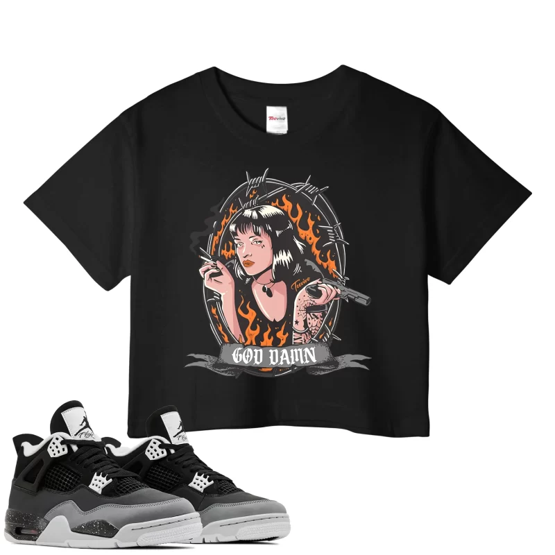 TeeVivo Crop Top Match Air Jordan 4 Retro Fear God Daaamn – Air Jordan 4 Crop Top, AJ4 Crop Top