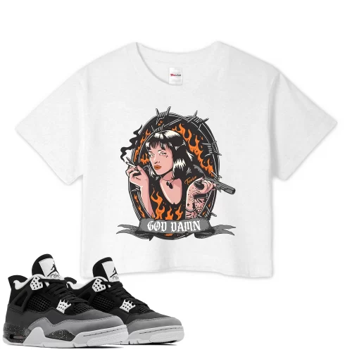 TeeVivo Crop Top Match Air Jordan 4 Retro Fear God Daaamn – Air Jordan 4 Crop Top, AJ4 Crop Top