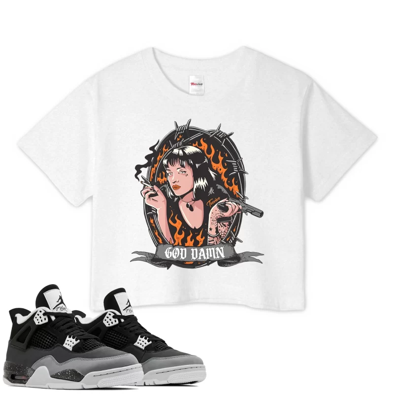 TeeVivo Crop Top Match Air Jordan 4 Retro Fear God Daaamn – Air Jordan 4 Crop Top, AJ4 Crop Top