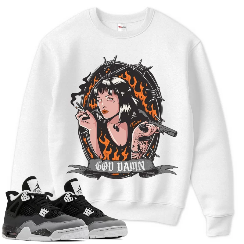 TeeVivo Sweatshirt Match Air Jordan 4 Retro Fear God Daaamn – Air Jordan 4 Sweatshirt, AJ4 Sweatshirt