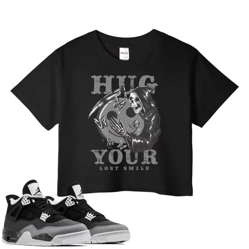 TeeVivo Crop Top Match Air Jordan 4 Retro Fear Hug your lost smile – Air Jordan 4 Crop Top, AJ4 Crop Top