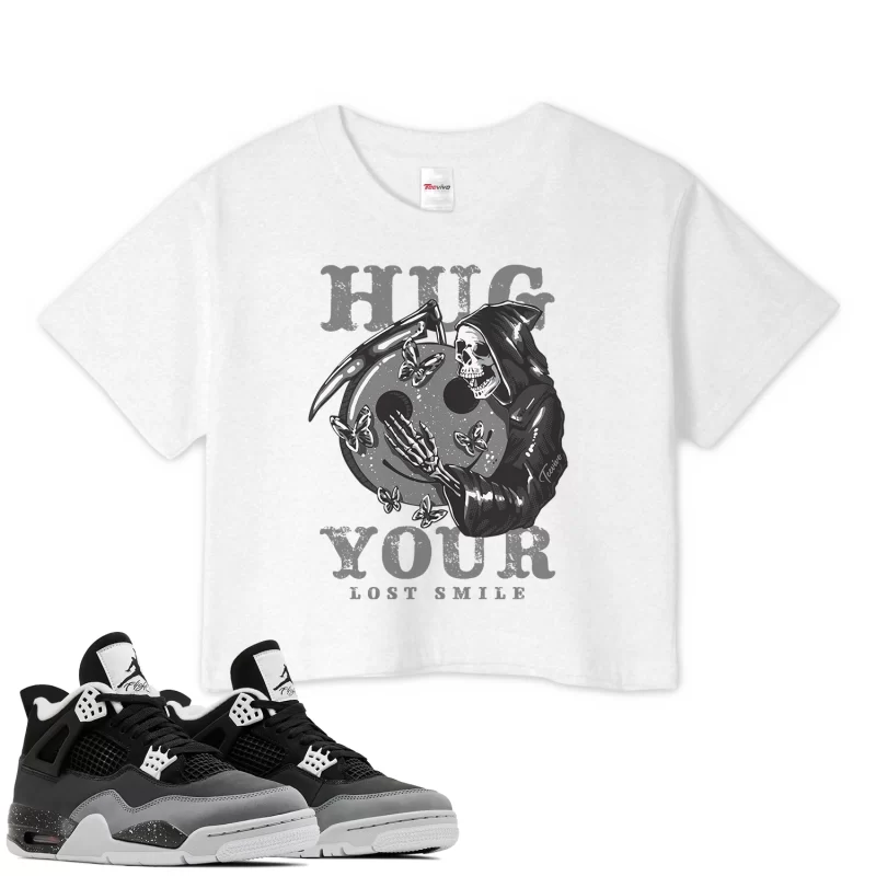 TeeVivo Crop Top Match Air Jordan 4 Retro Fear Hug your lost smile – Air Jordan 4 Crop Top, AJ4 Crop Top