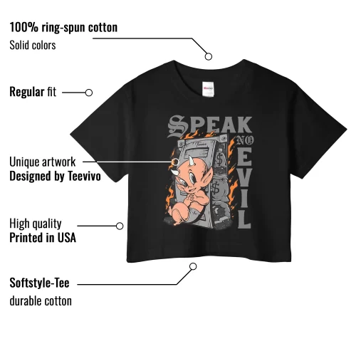 TeeVivo Crop Top Match Air Jordan 4 Retro Fear Speak no evil – Air Jordan 4 Crop Top, AJ4 Crop Top