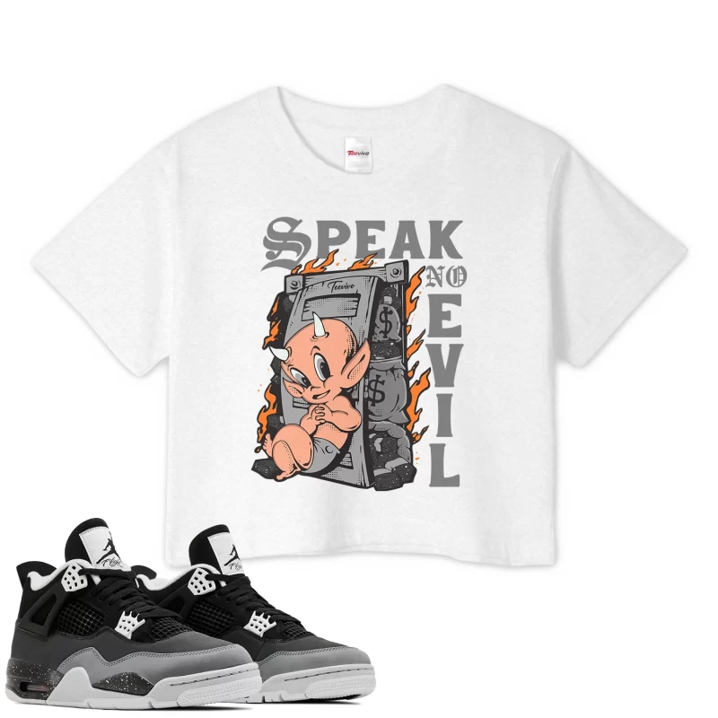 TeeVivo Crop Top Match Air Jordan 4 Retro Fear Speak no evil – Air Jordan 4 Crop Top, AJ4 Crop Top