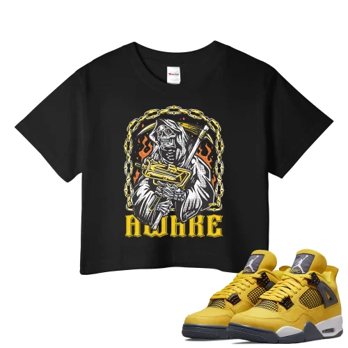 TeeVivo Crop Top Match Air Jordan 4 Retro Lightning Awake – Air Jordan 4 Crop Top, AJ4 Crop Top