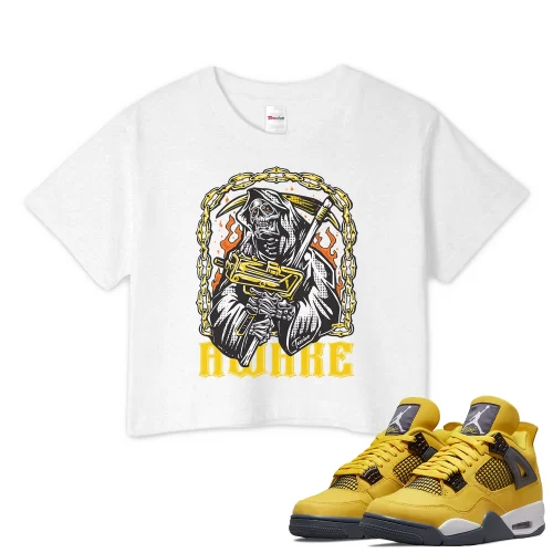 TeeVivo Crop Top Match Air Jordan 4 Retro Lightning Awake – Air Jordan 4 Crop Top, AJ4 Crop Top
